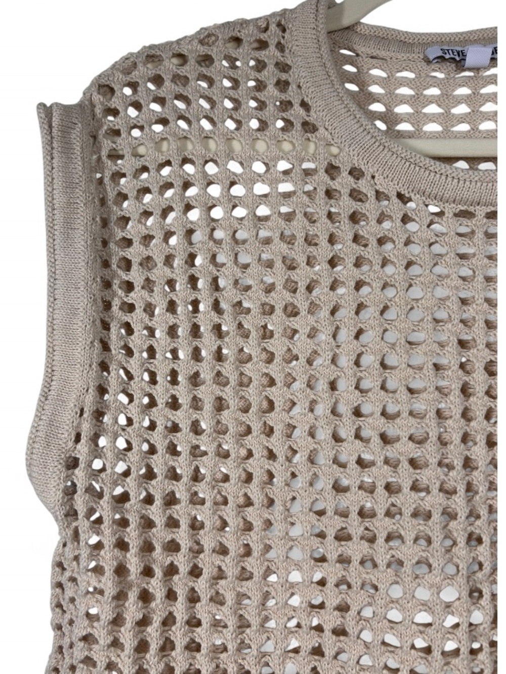 Steve Madden Ladies Crochet Top in a tan, sleeveless, boxy-fit, size L - Picture 6 of 6
